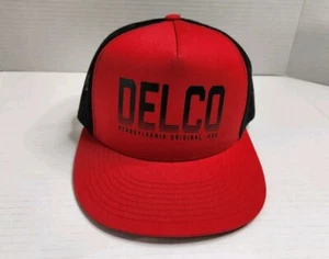 Snapback Hat Delco Delaware County Philadelphia Pennsylvania Red Black Adjustabl - Picture 1 of 6