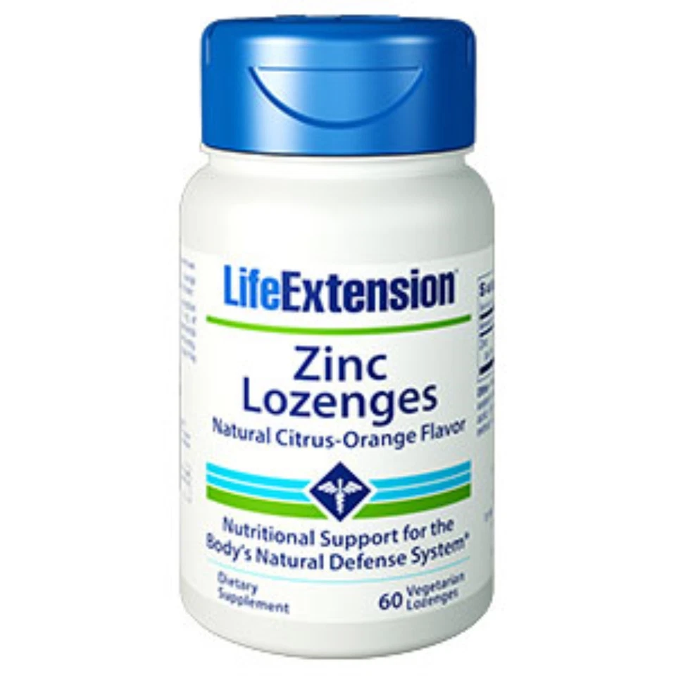 Life Extension Zinc Vegetarian Lozenges, Citrus-Orange - 60 Count