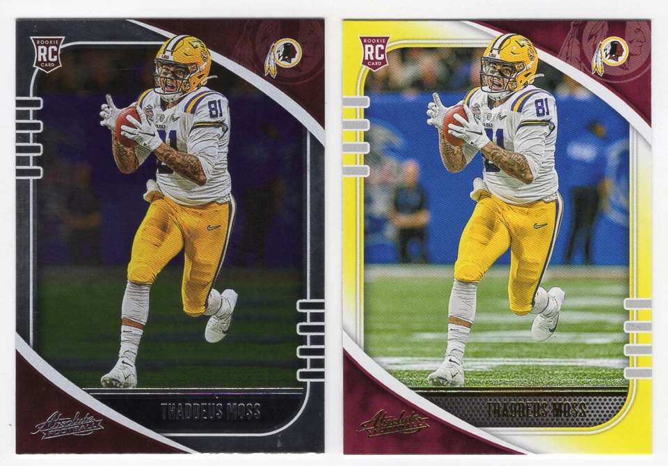 Thaddeus Moss 2020 Absolute Base & Yellow Rookie Card; Washington, LSU - Image 1 of 1