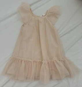 H&M Girl's Sparkle Shimmer Layered Tulle Dress Size 3/4 Years Blush Pink Flutter - Picture 1 of 6