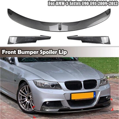 Front Bumper Splitter Lip For BMW 3 Series E90 E91 LCI M Sport 325i 335i 2009-12 - Imagem 1 de 4