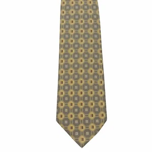 Hicky-Freeman Men's 100% Silk Geometric Neck Tie Yellow Gray 4" x 58" - Picture 1 of 2