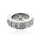 14K White Gold Studded  Diamond Rondelle Wheel Spacer Finding Jewelry