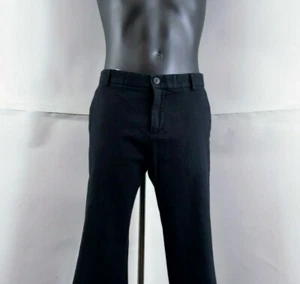 SISLEY Straight Leg Men's Trousers Black Piquè Stretch Textured Pre-Loved sz 48 - Foto 1 di 4