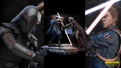 Cal Kestis vs Second Sister 3D Printed Diorama, Fallen Order duel,  Unpainted - Image 1 of 4