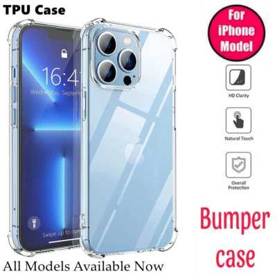 CLEAR Shockproof Case For iPhone 16 15 14 13 12 11 XS XR 17 Pro Silicone case - Image 1 of 4