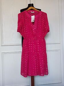 Next WomenGold Foil Spot Fushia Mini Dress  Size 10 Party Pink embellished dress