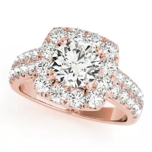 IGI Round cut Lab Grown 2 ct Diamond Wedding Ring 14K Rose Gold - Picture 1 of 2
