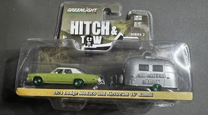 1:64 Greenlight Hitch & Tow 1974 Dodge Monaco & Airstream Bambi Green Machine - Picture 1 of 4