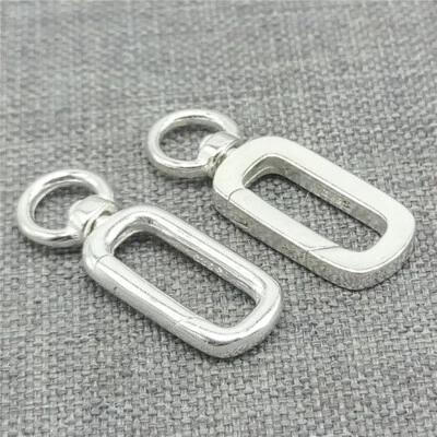 2pcs of 925 Sterling Silver Hinged Ring Swivel Push Clasps for Necklace Holder - Image 1 of 4