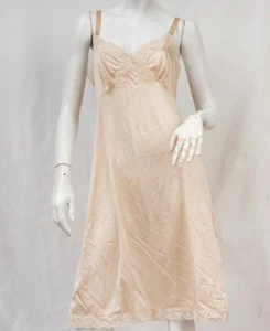 Vintage Lace Trim Nude Dress Slip by Vassarette Lingerie Slip Dress Cottagecore - Picture 1 of 10