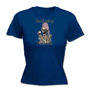 Bra Off Hair Up Wine Poured Drinking Alcohol - Funny Womens Tee T-Shirt Tshirt - Picture 1 of 8