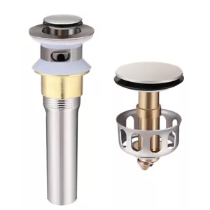 Bathroom Sink Pop Up Drain Stopper with Overflow Basin Vessel Chrome Silver USA - Picture 1 of 14