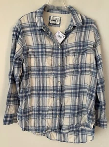 Women's American Eagle This Feels Seriously Lived In Blue Flannel Shirt Size S - Picture 1 of 3