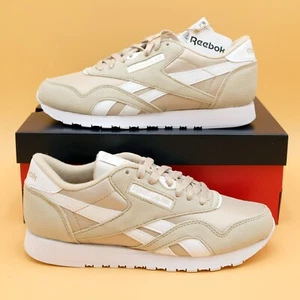 Zapatillas informales Reebok clásicas de nailon para mujer beige 🔆 talla 8 NUEVAS - Imagen 1 de 7