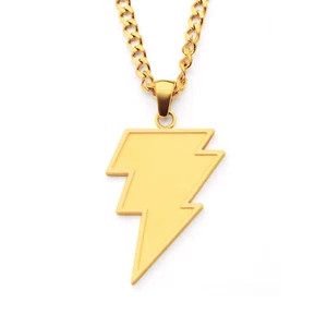 The Official DC Comics BLACK ADAM GOLD PLATED LIGHTNING BOLT PENDANT NECKLACE - Picture 1 of 7
