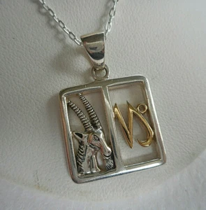 Peter Stone PSCL Sterling Silver Capricorn Pendant 18" Chain Necklace 2119B - Picture 1 of 7