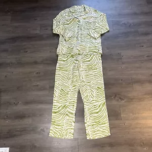 The Lazy Poet Emma Linen Zebra Green Two-Piece Pajama Dust Bag NWT Sz XL - Picture 1 of 24