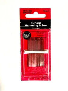 Size 3 -- Sharps --- Hand Sewing Needles -- 16/pack --- Richard Hemming & Son® - Picture 1 of 1