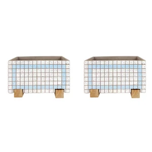2x Urban Brix Rectangular White/Blue 26cm Concrete Planter Flower Pot Decor - Picture 1 of 1