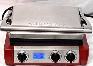Wolfgang Puck Red Stainless Electric Grill 5-in-1 Dual Temperature Control Clean