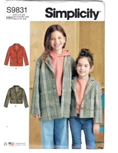 Chaqueta de Costura Simplicity R11928 Niño/Niño Pequeño 2 Longitudes Tallas 3-6 S9831 - Imagen 1 de 4