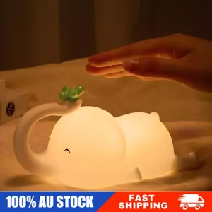 Cute LED Elephant Night Light Silicone Dimmable Nursery Light Touch Lamp for Kid - Picture 1 of 22
