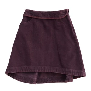 Girls Burberry Wool Blend A Line Skirt 6 Burgundy Wine Moleskin Logo Xmas Winter - Picture 1 of 8