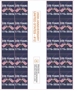 250TH ANNIVERSARY UNITED STATES STICKERS COMPLETE SHEET #12 - Picture 1 of 1