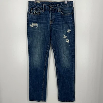 Abercrombie & Fitch Jeans Men's 32x32 Blue Slim Straight Button Fly Distressed - Image 1 of 4