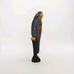 VTG Parrot Sculpture Hand Carved Painted Wooden Toucan Crane Colorful  14'H  - Picture 1 of 20