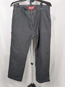 Coleman Men's Canvas Fleece Lined Pant Size 34x29 Black Warm Winter Work Pants - Picture 1 of 10