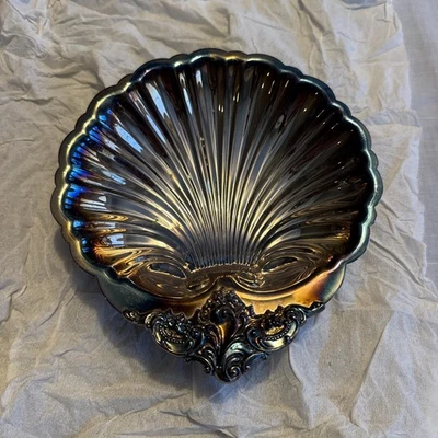 Plato barroco de Wallace concha de almeja plateado #278 caramelo de vieira de colección Foto 1 de 4