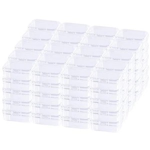 100 Pack Rectangular Mini Clear Plastic Storage Containers Box with Hinged Li... - Picture 1 of 5
