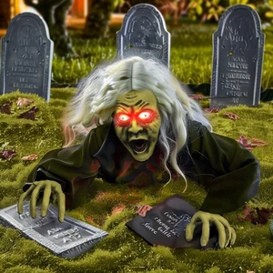 Halloween Outdoor Decorations, Animated Zombie Groundbreaker Climbing Prop wi... - Picture 1 of 7