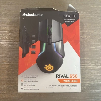 SteelSeries Rival 650 Wireless Optical Gaming Mouse Black with RGB Lighting - Image 1 of 4