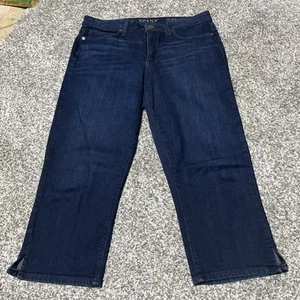 Spanx Jeans Women 29 Dark Blue Slim X Casual Capri Pants Stretch Denim - Picture 1 of 10