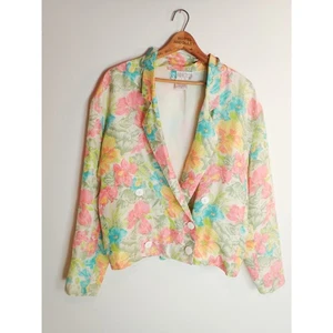 Sarah Taylor Collection Vintage 100% Silk Blouse Jacket Shrug Floral Size M  - Picture 1 of 9