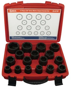 Genius Tools 17 Piece 3/4" Dr. Metric Impact Socket Set (CR-Mo) - IS-617E - Picture 1 of 1