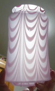 OOAK Murano Stil mundgeblasene Glas Deckenleuchte Schirm Befestigung rosa & weiß - Bild 1 von 12