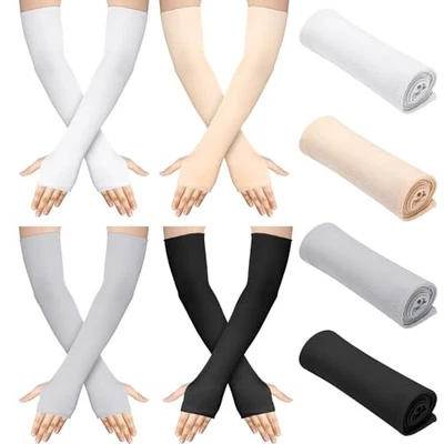  4 Pack Sun Protection UV Gloves Sun Block Driving Fingerless Gloves Wrist  - Image 1 of 4