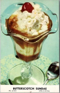 c1950s COSTA'S ICE CREAM CO. Woodbridge NJ Postcard BUTTERSCOTCH SUNDAE / Unused - Picture 1 of 2