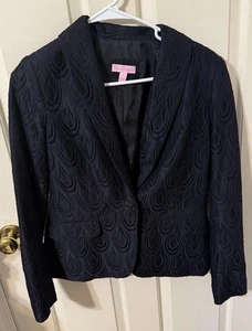 Lilly Pulitzer Campbell Black Feather Lace Blazer Jacket Size 2 - Picture 1 of 8