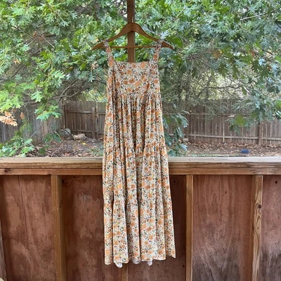 Vestido midi sin mangas con cuello halter floral amarillo caballete para mujer talla M Foto 1 de 4