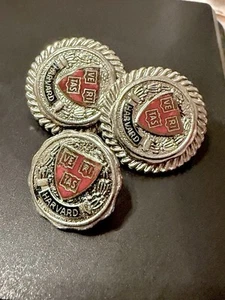 Harvard Ve Ri Tas Knöpfe Sterlingsilber Emaille Veritas SS Kinney 3er Set - Bild 1 von 12