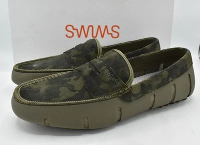 Zapatos Mocasines Nadadores Para Hombres Talla 8 Lujoso Conductor Verde Nogal Camuflaje Foto 1 de 4