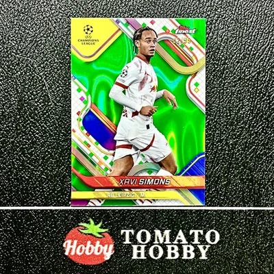 TOPPS FINEST UEFA 2024-25 XAVI SIMONS /99 GREEN LAVA REFRACTOR LEIPZIG - Image 1 of 2