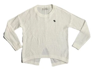 Abercrombie & Fitch Split Back Sweater White Adult Size XS Moose Logo Y2K Womens - Picture 1 of 9
