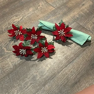 Juego de 5 servilleteros de terciopelo rojo vintage Bardwil lino con servilletas acrílicas - Imagen 1 de 6