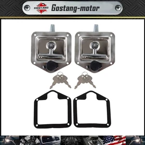 2 Stainless Door Lock for Trailer Toolbox RV Handle Latch 4-3/8" Paddle Key - Picture 1 of 7